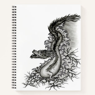 Cuaderno Dragón chino, diseño blanco y negro en tatuostyl