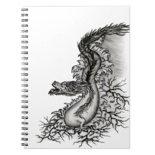 Cuaderno Dragón chino, diseño blanco y negro en tatuostyl
