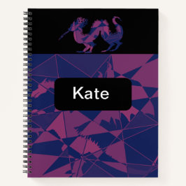 Cuaderno dragón chino rojo azul destrozado