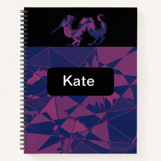 Cuaderno dragón chino rojo azul destrozado