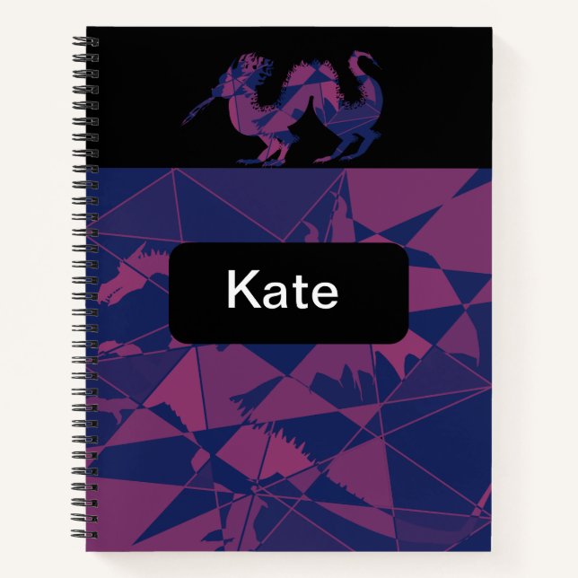 Cuaderno dragón chino rojo azul destrozado (Anverso)