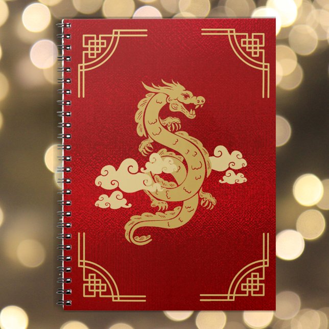 Cuaderno Dragón chino rojo y dorado (Subido por el creador)