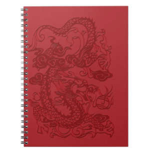 Cuaderno Dragón coreano chino-asiático rojo