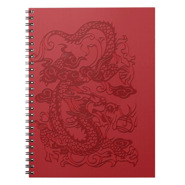 Cuaderno Dragón coreano chino-asiático rojo (Frente)