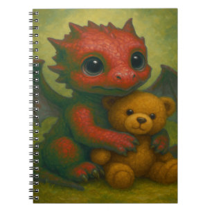 Cuaderno Dragón de bebé de orejas rojas curadas con oso de