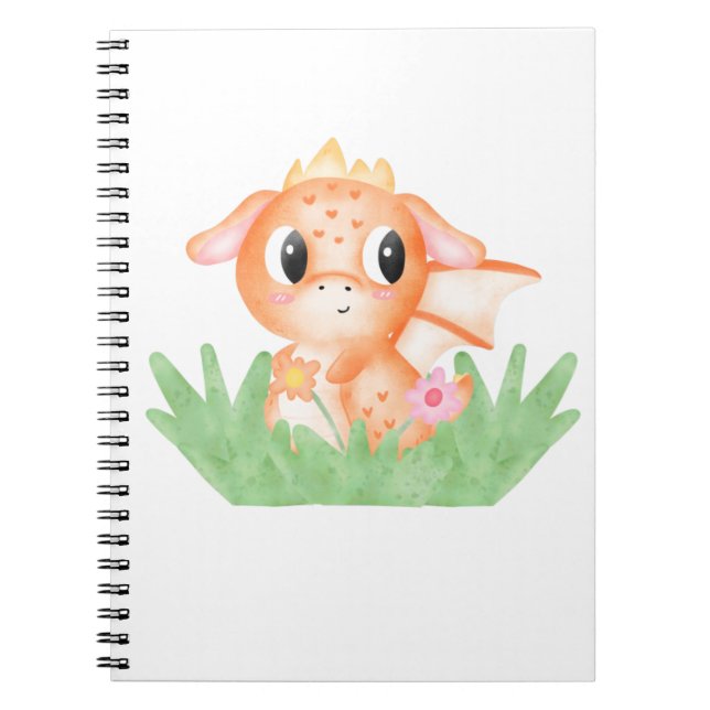 Cuaderno Dragón de bebé lindo acuarela (Frente)