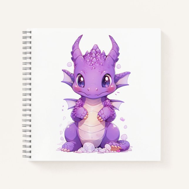 Cuaderno Dragón de bebé morado (Anverso)
