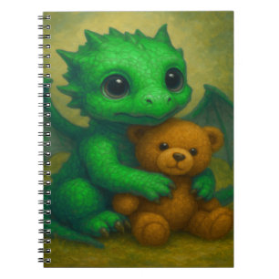 Cuaderno Dragón de bebé ordeñable verde de cachorro con oso