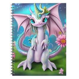 Cuaderno Dragón de bebé sonriente con flores