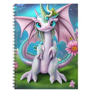 Cuaderno Dragón de bebé sonriente con flores
