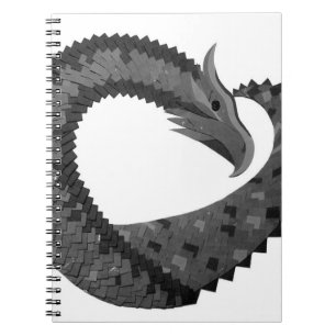 Cuaderno Dragón de corazón negro sobre blanco