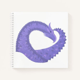 Cuaderno dragón de corazón pervinca sobre blanco
