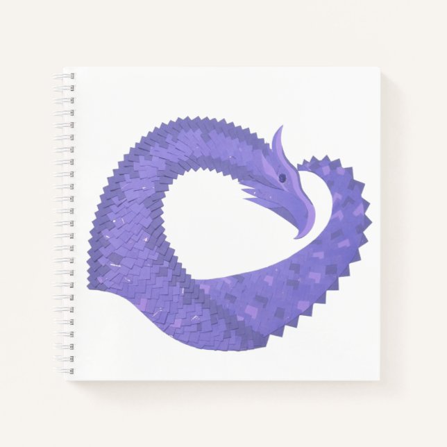 Cuaderno dragón de corazón pervinca sobre blanco (Anverso)