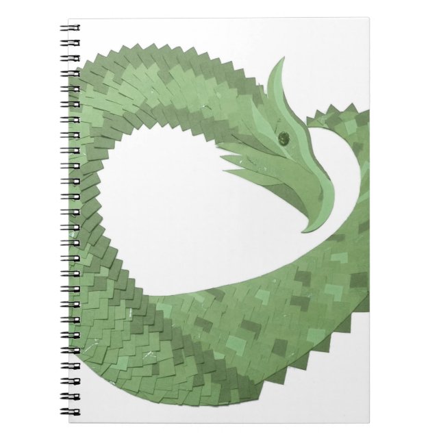 Cuaderno Dragón de corazón verde oliva en blanco (Frente)