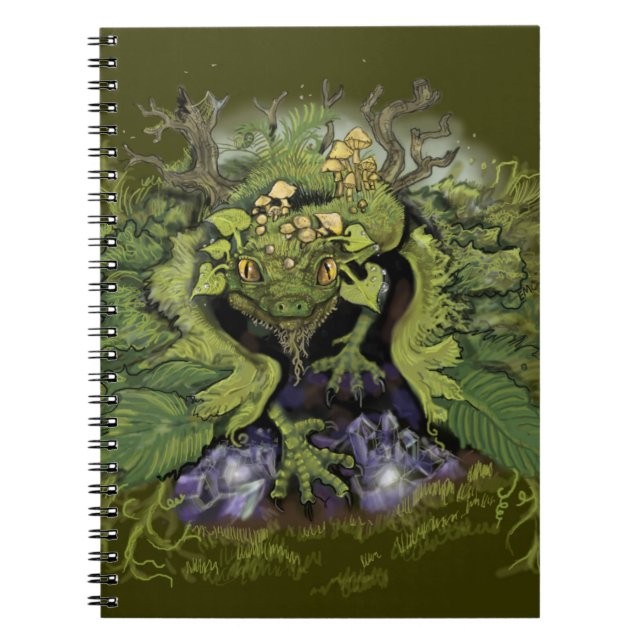 Cuaderno Dragón de follaje forestal~portátil (Frente)