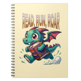 Cuaderno Dragón de libro corriendo lindo