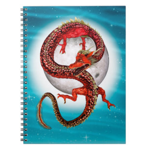 Cuaderno Dragón de Luna Roja Arte de Fantasía Celestial