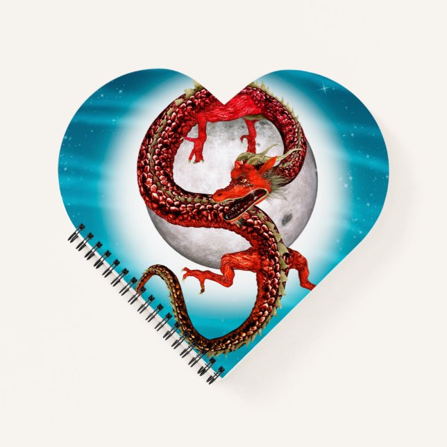 Cuaderno Dragón de Luna Roja Arte de Fantasía Celestial (Anverso)