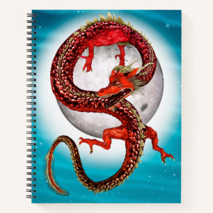 Cuaderno Dragón de Luna Roja Arte de Fantasía Celestial