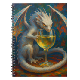 Cuaderno Dragón de marfil lindo y arte de fantasía con vino