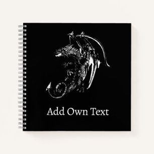 Cuaderno Dragón de Sombra Encantada Fantasía Épica Arte Noc
