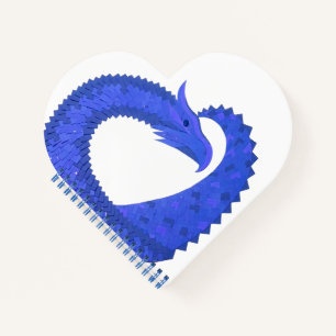 Cuaderno Dragón del corazón azul sobre blanco
