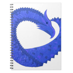 Cuaderno Dragón del corazón azul sobre blanco