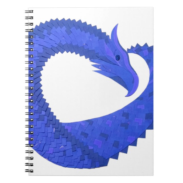 Cuaderno Dragón del corazón azul sobre blanco (Frente)
