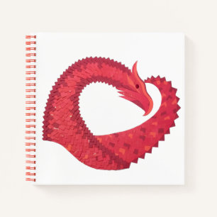 Cuaderno Dragón del corazón rojo en blanco
