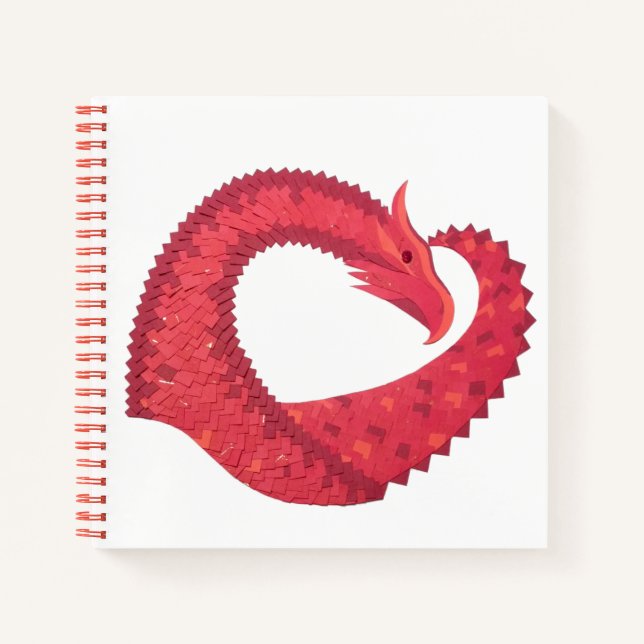Cuaderno Dragón del corazón rojo en blanco (Anverso)
