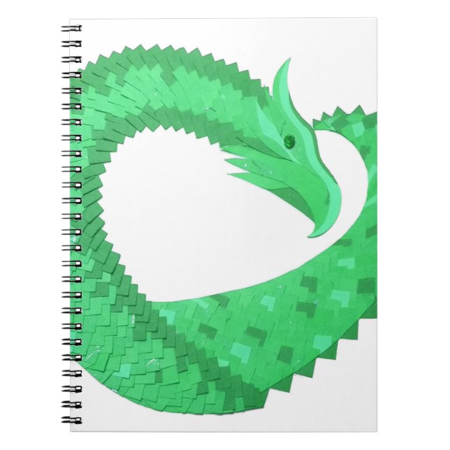 Cuaderno Dragón del corazón verde sobre blanco (Frente)