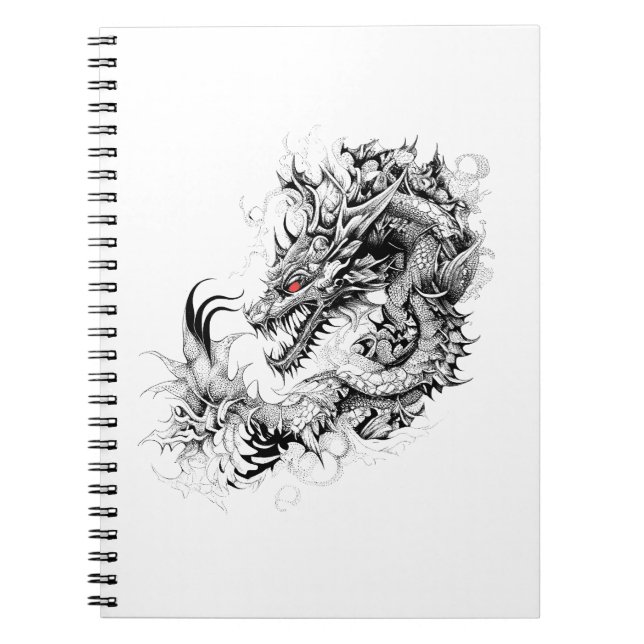 Cuaderno Dragon Fantasy Wild Animal Ilustracion Tattoo (Frente)