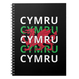 Cuaderno Dragón galés rojo Cymru repitiendo el texto raíces