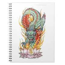 Dragón japonés y flor de loto