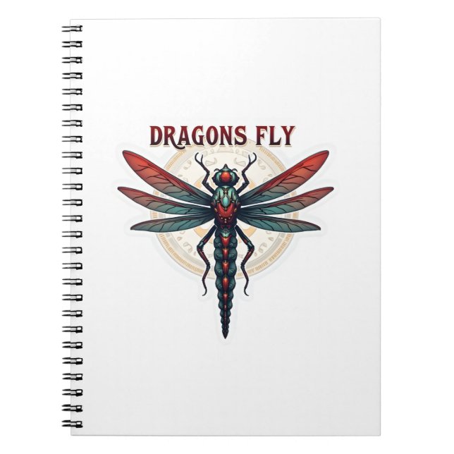 Cuaderno Dragón Libélula Steampunk Fresco Trabajado a Máqui (Frente)