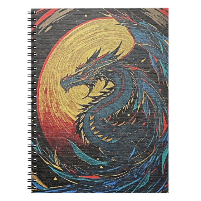 Cuaderno Dragón mítico del sol en xilografía (Frente)
