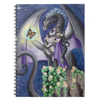 Cuaderno Dragón negro con arte del dragón de la mariposa