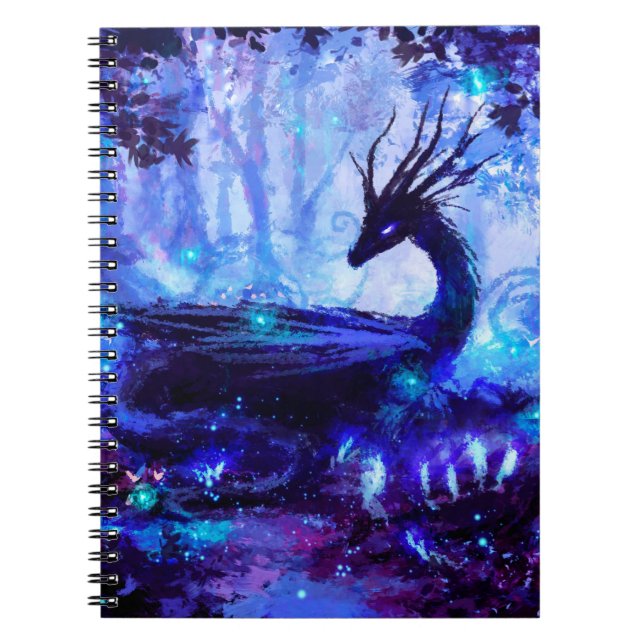 Cuaderno Dragón negro, escena del bosque nocturno. (Frente)