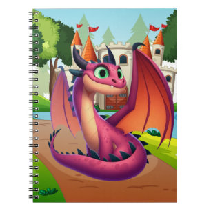 Cuaderno Dragón personalizado morado/rojo