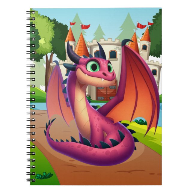 Cuaderno Dragón personalizado morado/rojo (Frente)