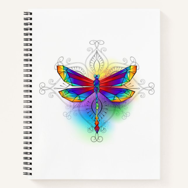 Cuaderno Dragón poligonal arcoiris (Anverso)
