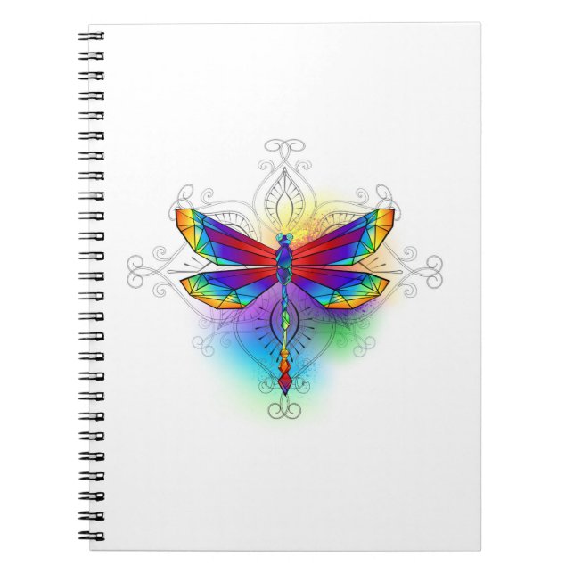 Cuaderno Dragón poligonal arcoiris (Frente)
