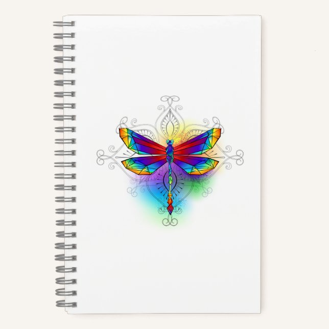 Cuaderno Dragón poligonal arcoiris (Anverso)