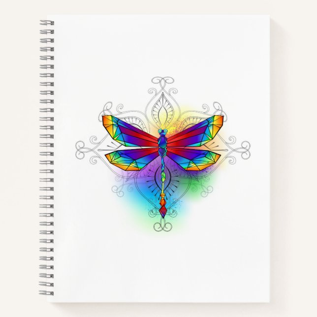 Cuaderno Dragón poligonal arcoiris (Anverso)