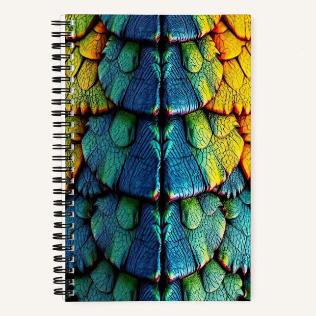 Cuaderno Dragon Reptile Escales Amarillo Verde Azul (Anverso)