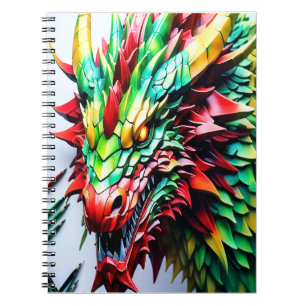 Cuaderno Dragón respirador de fuego Verde y Rojo