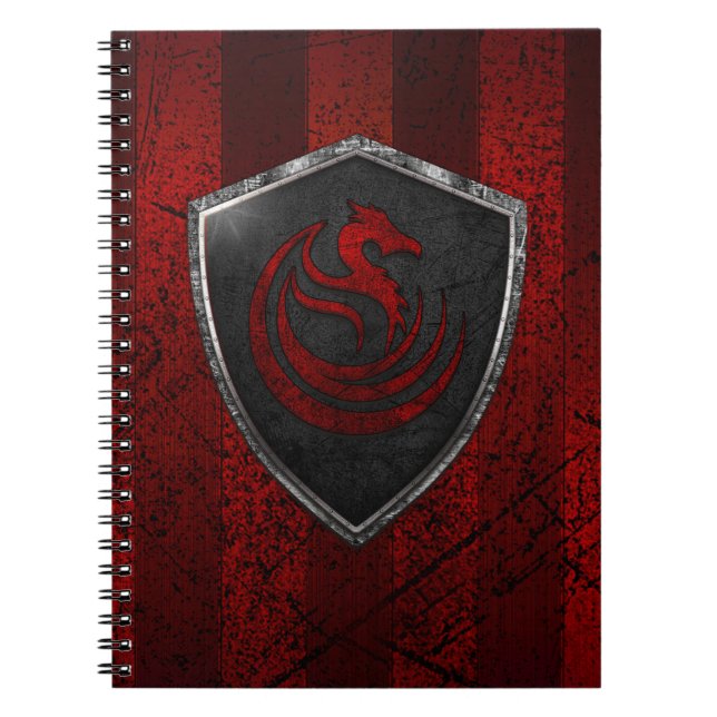 Cuaderno Dragón Rojo Moderno Emblema Escudo De Armas (Frente)