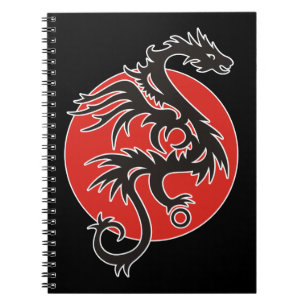 Cuaderno Dragon Sun - blanco rojo negro + tus ideas