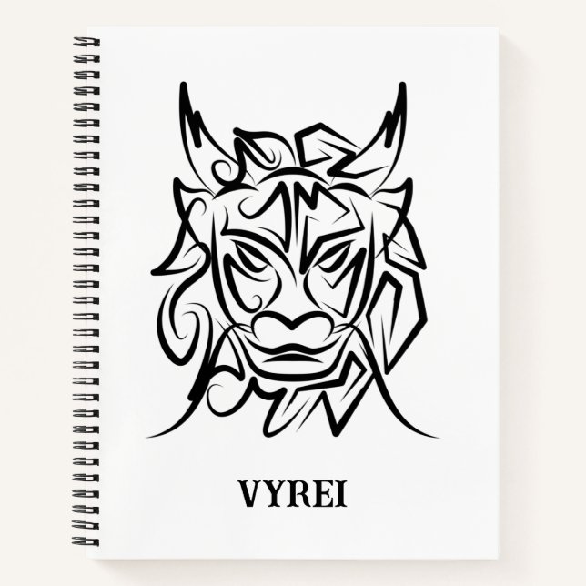 Cuaderno Dragón tribal blanco y negro (Anverso)
