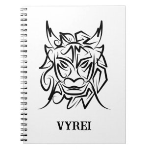 Cuaderno Dragón tribal blanco y negro